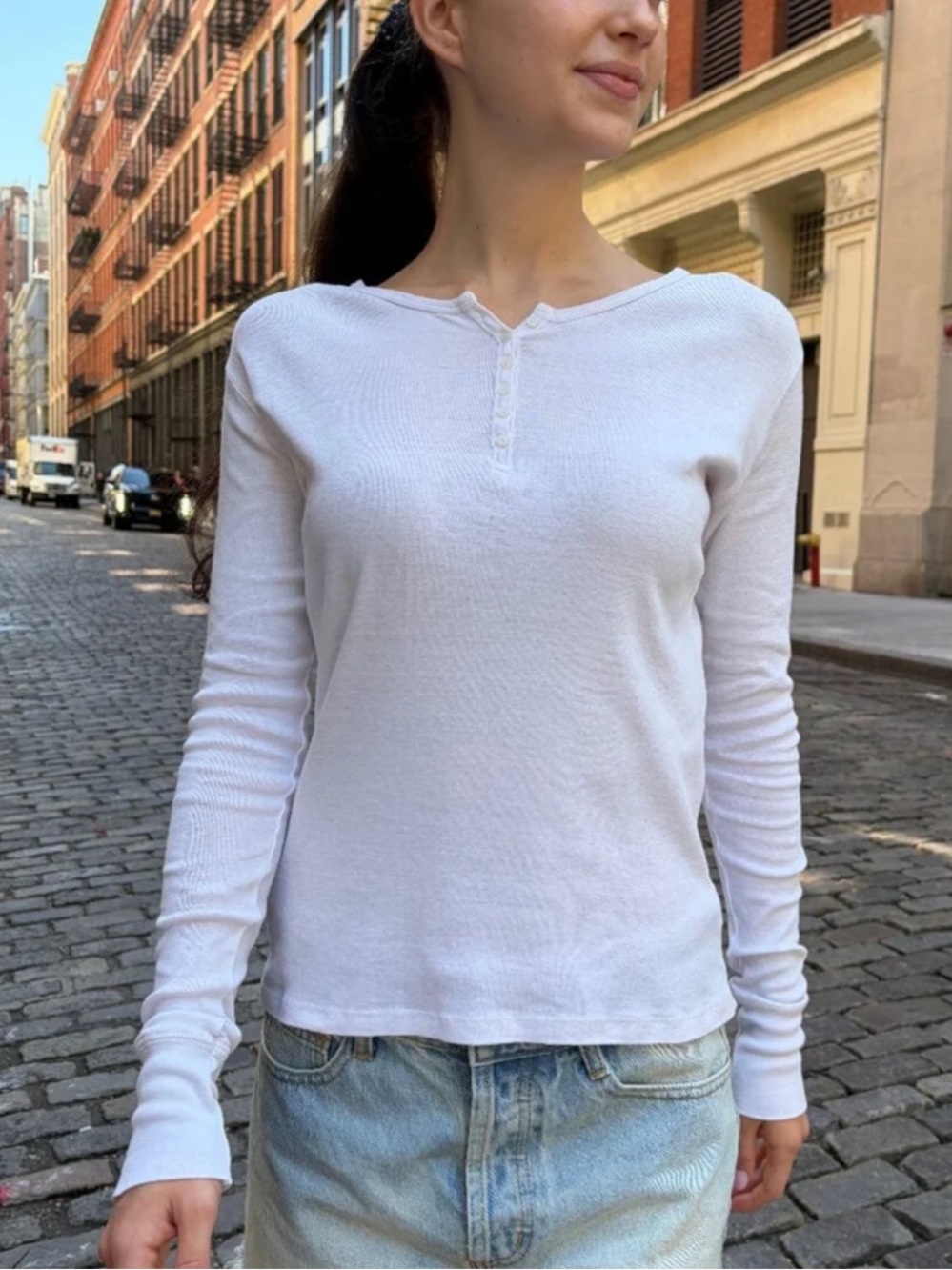 LIKE NEW! Brandy Melville Callan Waffle-Knit Top